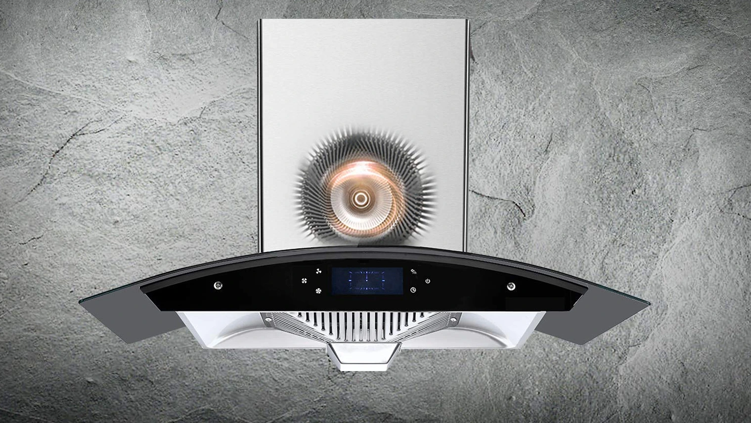 Stainless steel kitchen chimney in a modern kitchen